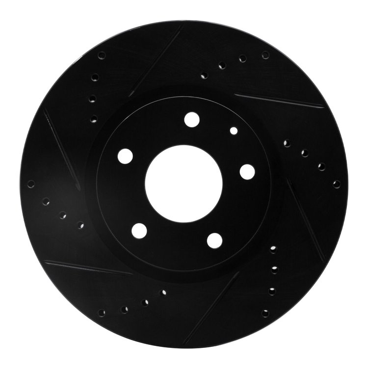 633-80071L Drilled/Slotted Brake Rotor [Black], 2013-2015 Ford/Lincoln/Mercury/Mazda, Position: Front Left