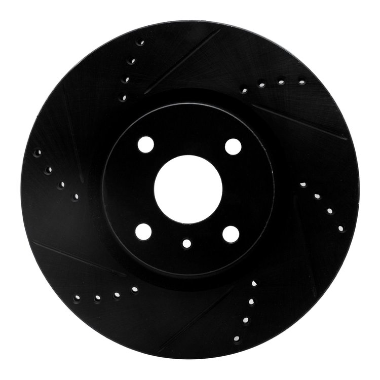 633-80073L Drilled/Slotted Brake Rotor [Black], Fits Select Multiple Makes/Models, Position: Front Left
