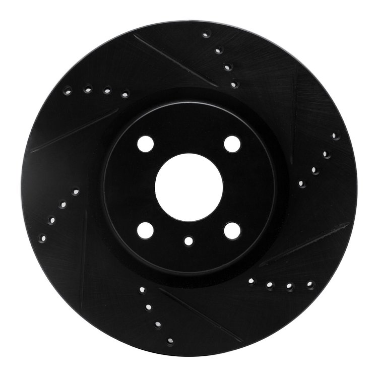 633-80073R Drilled/Slotted Brake Rotor [Black], Fits Select Multiple Makes/Models, Position: Front Right