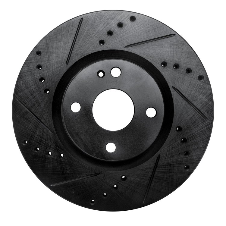 633-80074L Drilled/Slotted Brake Rotor [Black], Fits Select Multiple Makes/Models, Position: Front Left