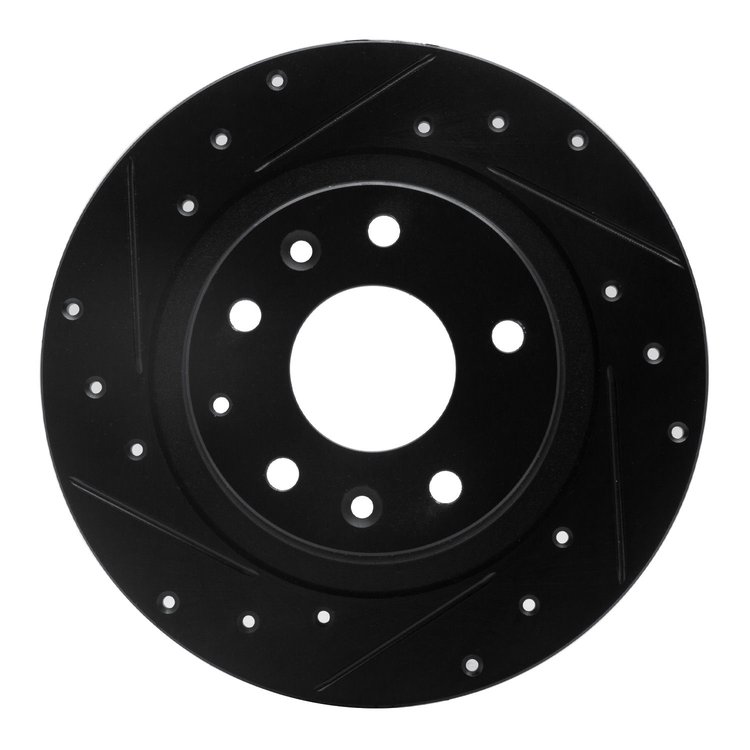 633-80075L Drilled/Slotted Brake Rotor [Black], 2016-2018 Ford/Lincoln/Mercury/Mazda, Position: Rear Left