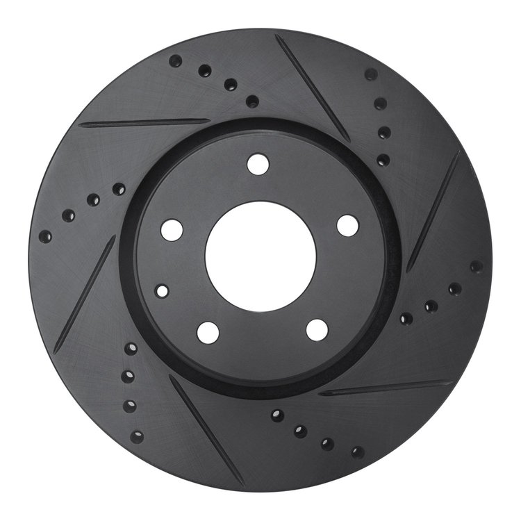 633-80076R Drilled/Slotted Brake Rotor [Black], Fits Select Ford/Lincoln/Mercury/Mazda, Position: Front Right