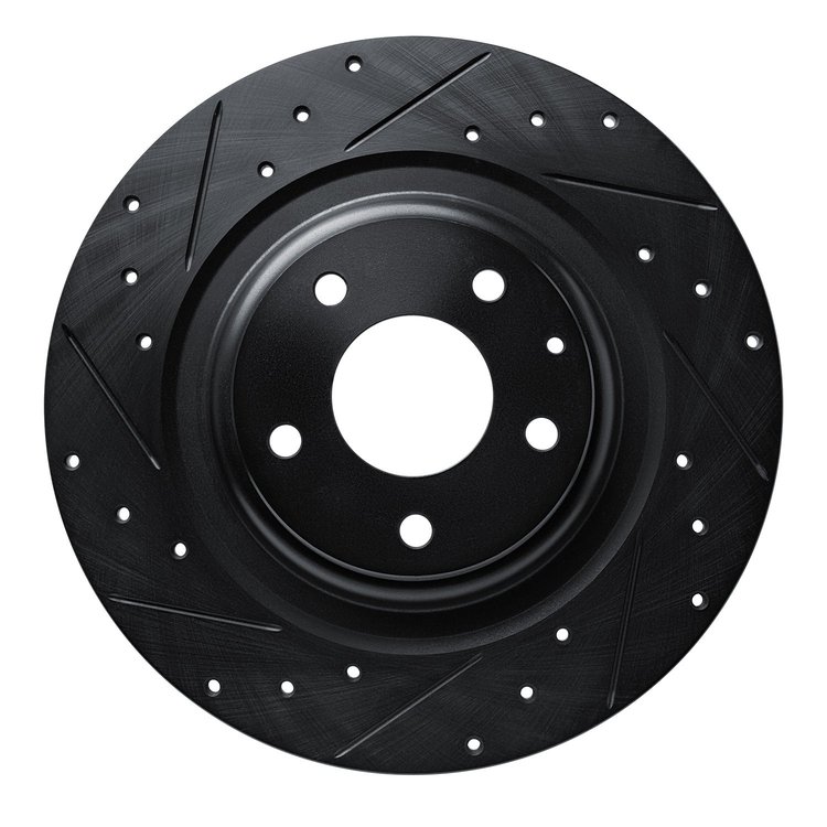 633-80077L Drilled/Slotted Brake Rotor [Black], Fits Select Ford/Lincoln/Mercury/Mazda, Position: Rear Left