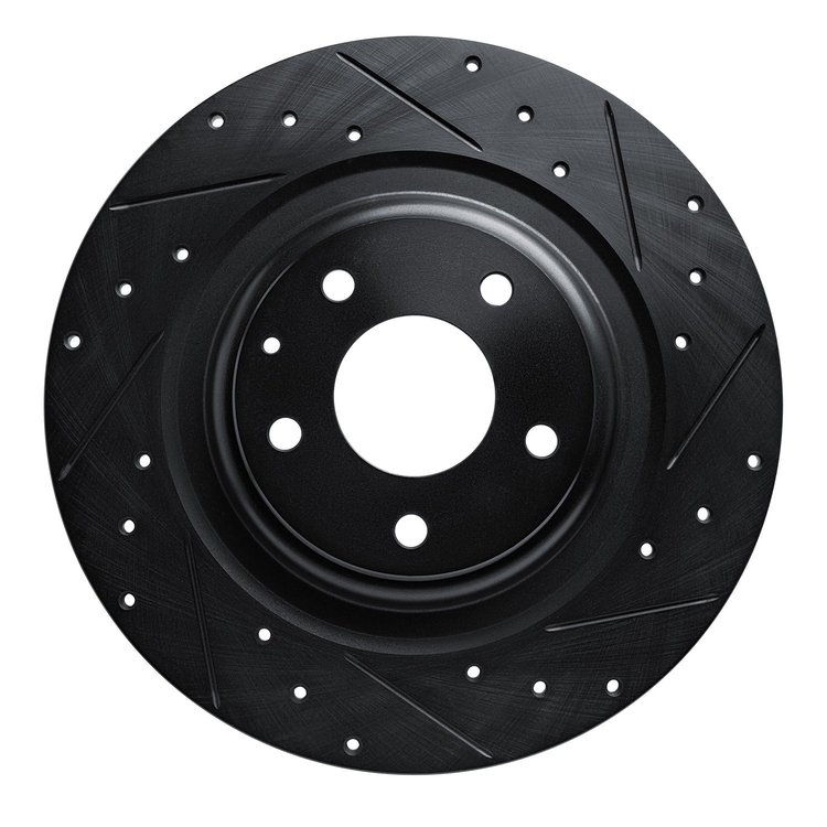 633-80077R Drilled/Slotted Brake Rotor [Black], Fits Select Ford/Lincoln/Mercury/Mazda, Position: Rear Right