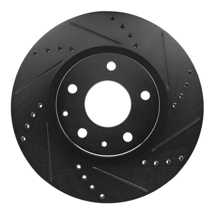 633-80081R Drilled/Slotted Brake Rotor [Black], Fits Select Ford/Lincoln/Mercury/Mazda, Position: Front Right