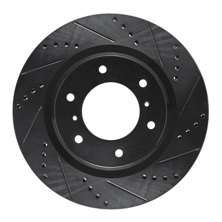 633-92007R Drilled/Slotted Brake Rotor [Black], 2008-2017 Mitsubishi, Position: Front Right