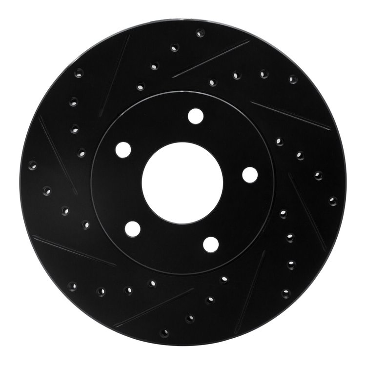 633-92033L Drilled/Slotted Brake Rotor [Black], 2002-2007 Infiniti/Nissan, Position: Front Left