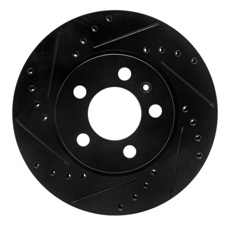 633-92058L Drilled/Slotted Brake Rotor [Black], 2003-2018 Audi/Volkswagen, Position: Front Left