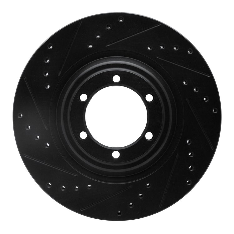 633-92064L Drilled/Slotted Brake Rotor [Black], 2012-2018 GM, Position: Front Left