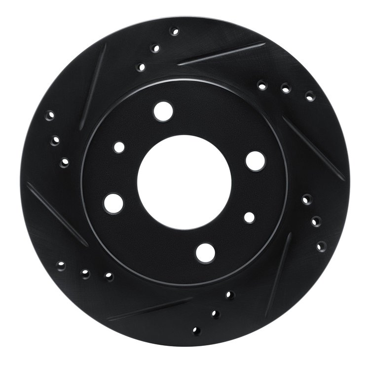 633-92073L Drilled/Slotted Brake Rotor [Black], 1998-2012 Mopar, Position: Front Left