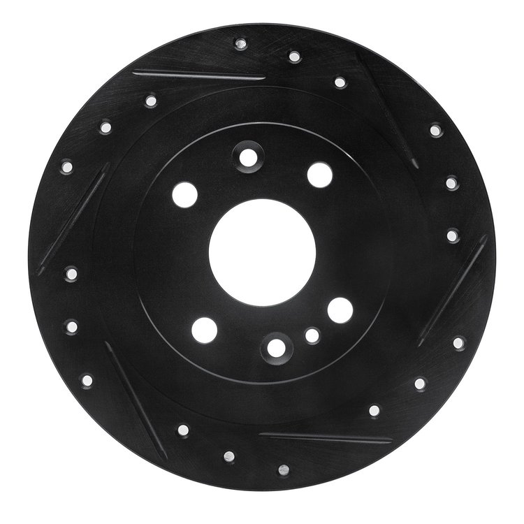 633-92076R Drilled/Slotted Brake Rotor [Black], 2000-2006 Peugeot, Position: Rear Right
