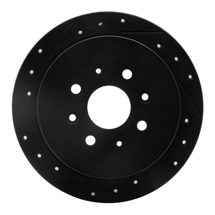 633-92085L Drilled/Slotted Brake Rotor [Black], 1999-2003 Renault, Position: Rear Left