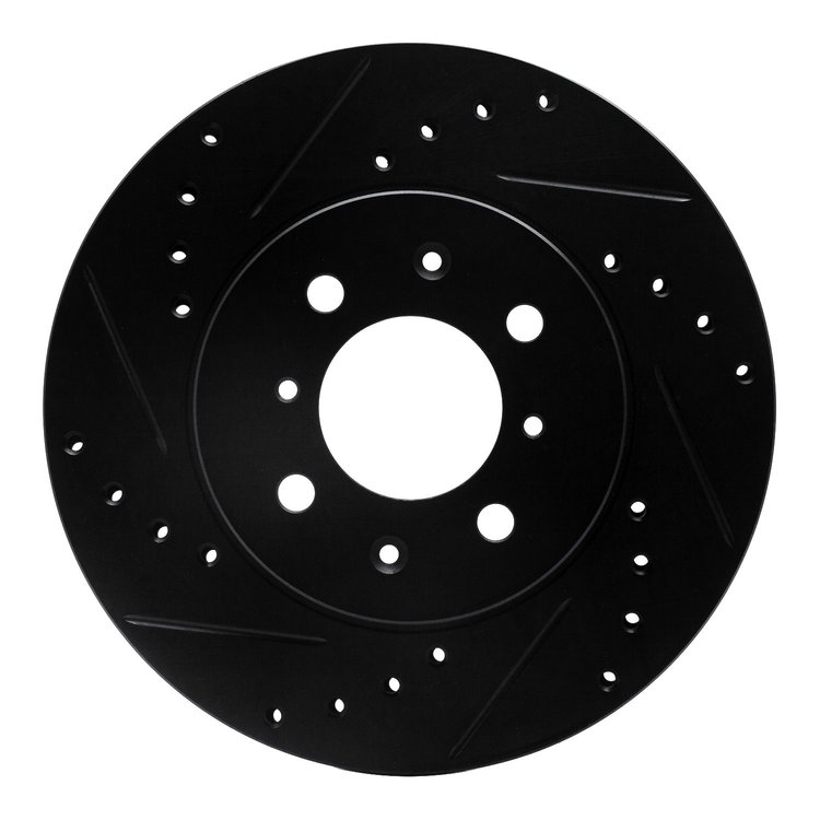 633-92089L Drilled/Slotted Brake Rotor [Black], 1997-2002 Peugeot, Position: Front Left