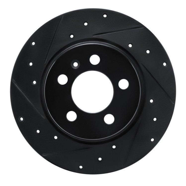 633-92104L Drilled/Slotted Brake Rotor [Black], 2015-2018 Audi/Volkswagen, Position: Rear Left
