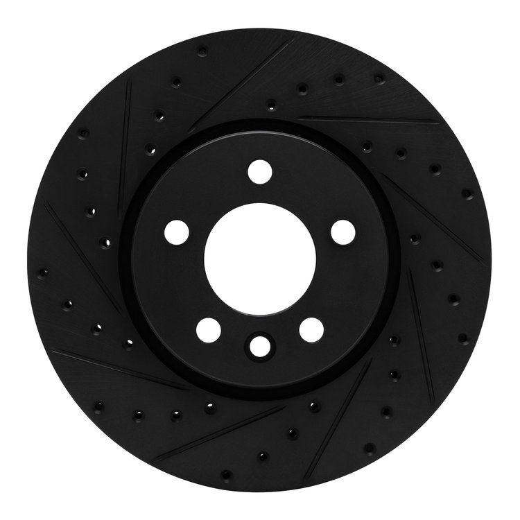 633-92119L Drilled/Slotted Brake Rotor [Black], 2018-2020 Audi/Volkswagen, Position: Front Left