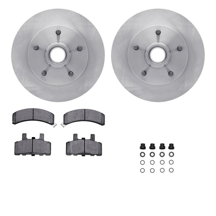 6412-40007 Brake Rotors with Ultimate-Duty Brake Pads Kit & Hardware, 1994-1999 Mopar, Position: Front
