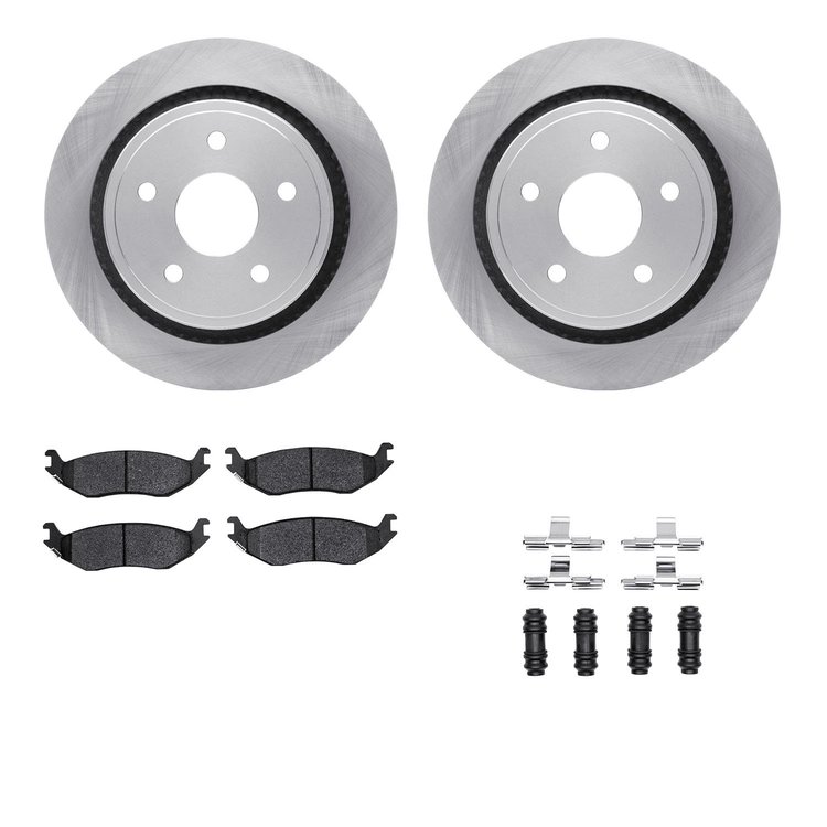 6412-40031 Brake Rotors with Ultimate-Duty Brake Pads Kit & Hardware, 2002-2018 Mopar, Position: Rear