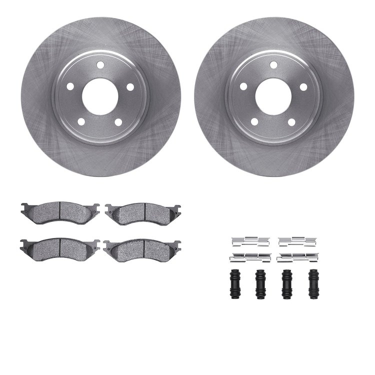 6412-40049 Brake Rotors with Ultimate-Duty Brake Pads Kit & Hardware, 2003-2008 Mopar, Position: Rear