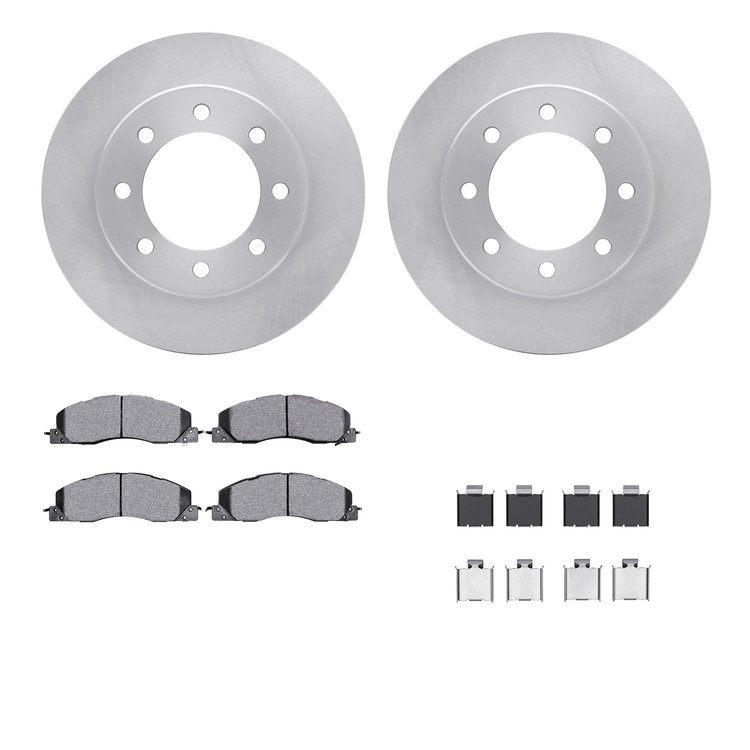 6412-40061 Brake Rotors with Ultimate-Duty Brake Pads Kit & Hardware, 2009-2018 Mopar, Position: Front