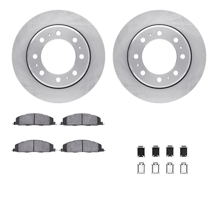 6412-40070 Brake Rotors with Ultimate-Duty Brake Pads Kit & Hardware, 2009-2018 Mopar, Position: Rear