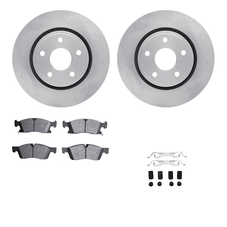 6412-42016 Brake Rotors with Ultimate-Duty Brake Pads Kit & Hardware, Fits Select Mopar, Position: Front