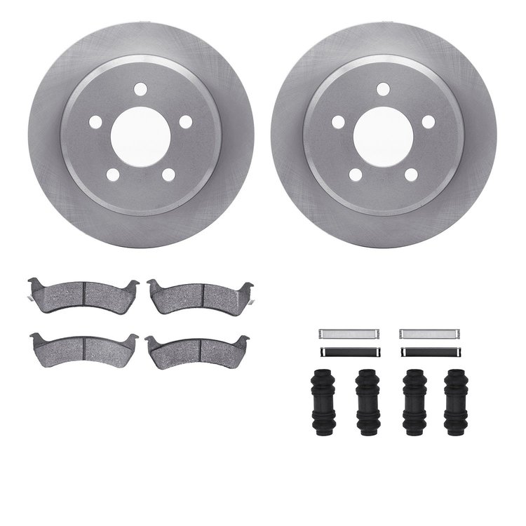 6412-42088 Brake Rotors with Ultimate-Duty Brake Pads Kit & Hardware, 1993-1994 Mopar, Position: Rear