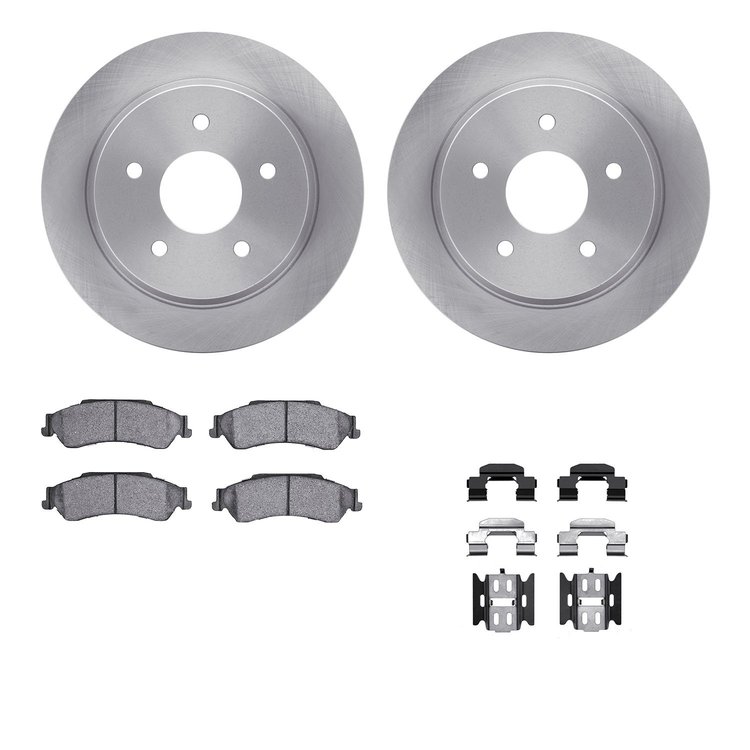 6412-48055 Brake Rotors with Ultimate-Duty Brake Pads Kit & Hardware, 1997-2005 GM, Position: Rear