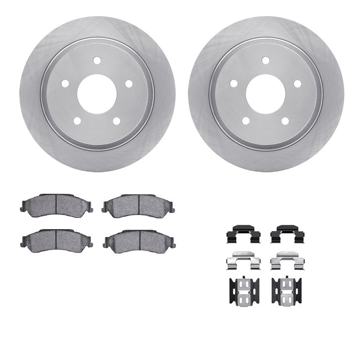 6412-48061 Brake Rotors with Ultimate-Duty Brake Pads Kit & Hardware, 1998-2005 GM, Position: Rear