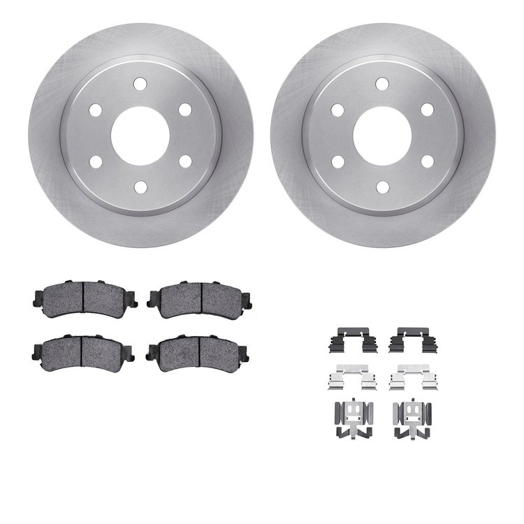 6412-48068 Brake Rotors with Ultimate-Duty Brake Pads Kit & Hardware, 1999-2007 GM, Position: Rear