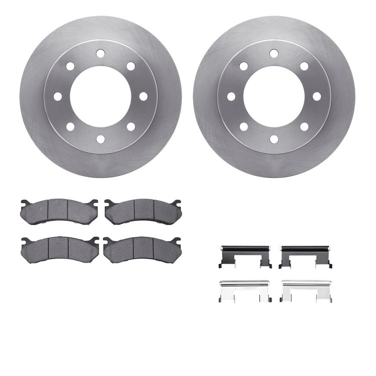 6412-48076 Brake Rotors with Ultimate-Duty Brake Pads Kit & Hardware, 1999-2009 GM, Position: Rear