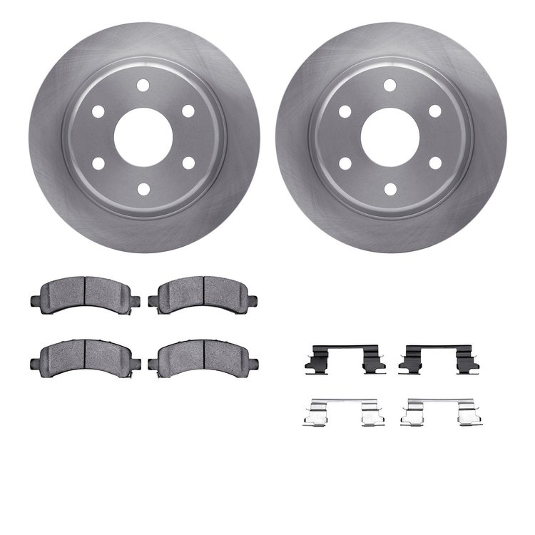 6412-48083 Brake Rotors with Ultimate-Duty Brake Pads Kit & Hardware, 2002-2014 GM, Position: Rear