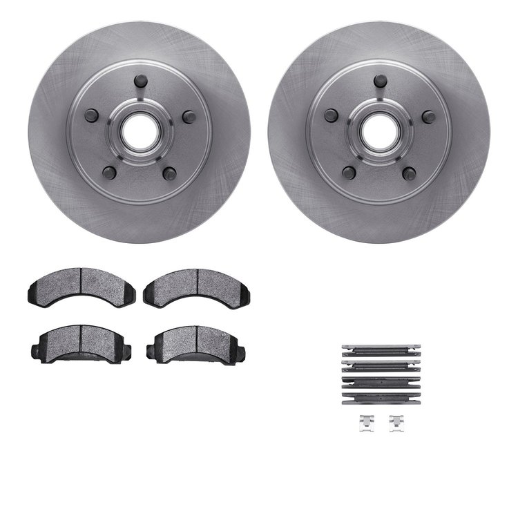6412-54059 Brake Rotors with Ultimate-Duty Brake Pads Kit & Hardware, 1991-1994 Ford/Lincoln/Mercury/Mazda, Position: Front
