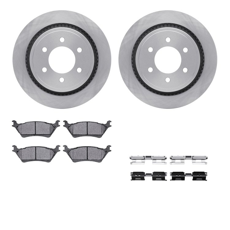6412-54287 Brake Rotors with Ultimate-Duty Brake Pads Kit & Hardware, 2012-2020 Ford/Lincoln/Mercury/Mazda, Position: Rear