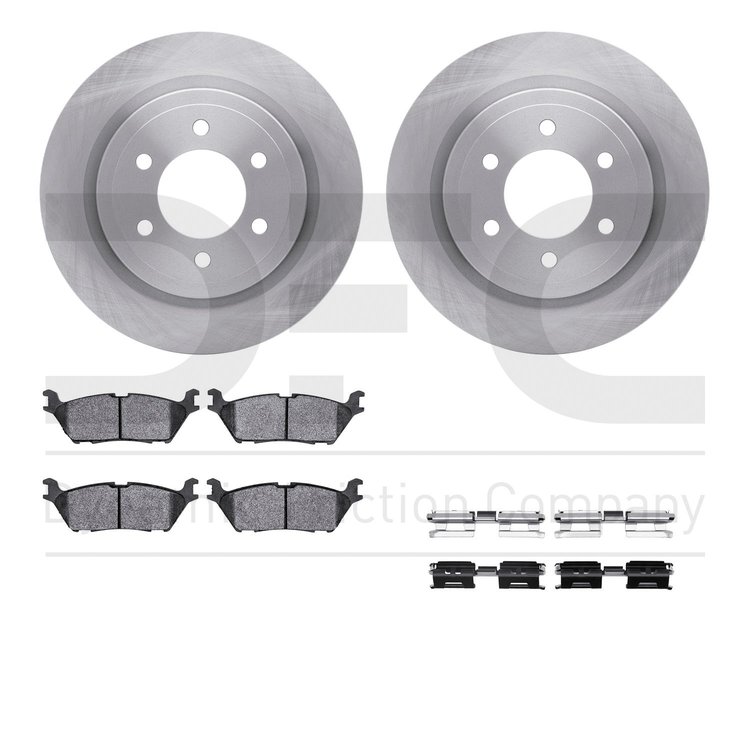6412-54335 Brake Rotors with Ultimate-Duty Brake Pads Kit & Hardware, 2018-2021 Ford/Lincoln/Mercury/Mazda, Position: Rear