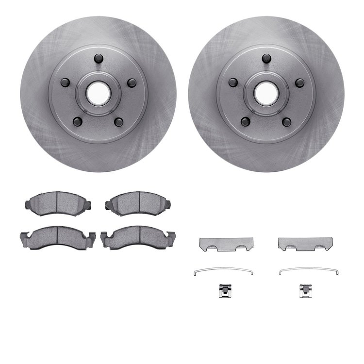 6412-56004 Brake Rotors with Ultimate-Duty Brake Pads Kit & Hardware, 1974-1979 Ford/Lincoln/Mercury/Mazda, Position: Front