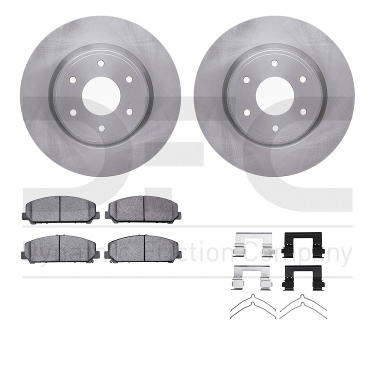 6412-67010 Brake Rotors with Ultimate-Duty Brake Pads Kit & Hardware, 2005-2007 Infiniti/Nissan, Position: Front