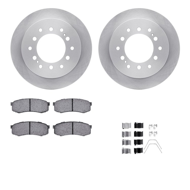 6412-76046 Brake Rotors with Ultimate-Duty Brake Pads Kit & Hardware, 2001-2009 Lexus/Toyota/Scion, Position: Rear