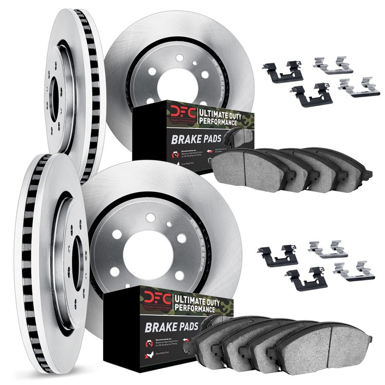 6414-48015 Brake Rotors with Ultimate-Duty Brake Pads Kit & Hardware, 2003-2007 GM, Position: Front and Rear