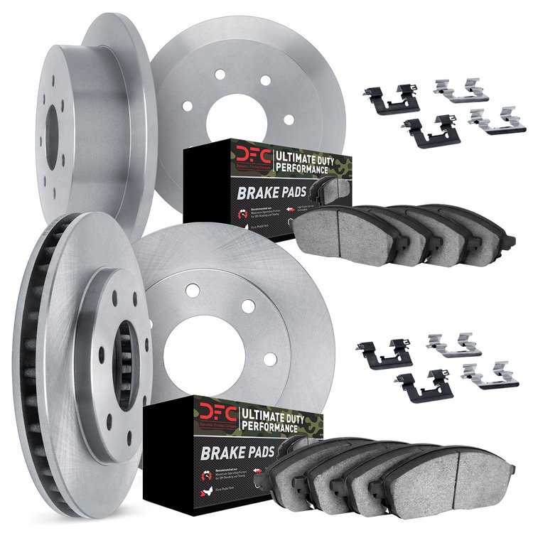 6414-54018 Brake Rotors with Ultimate-Duty Brake Pads Kit & Hardware, 1997-2004 Ford/Lincoln/Mercury/Mazda, Position: Front and 