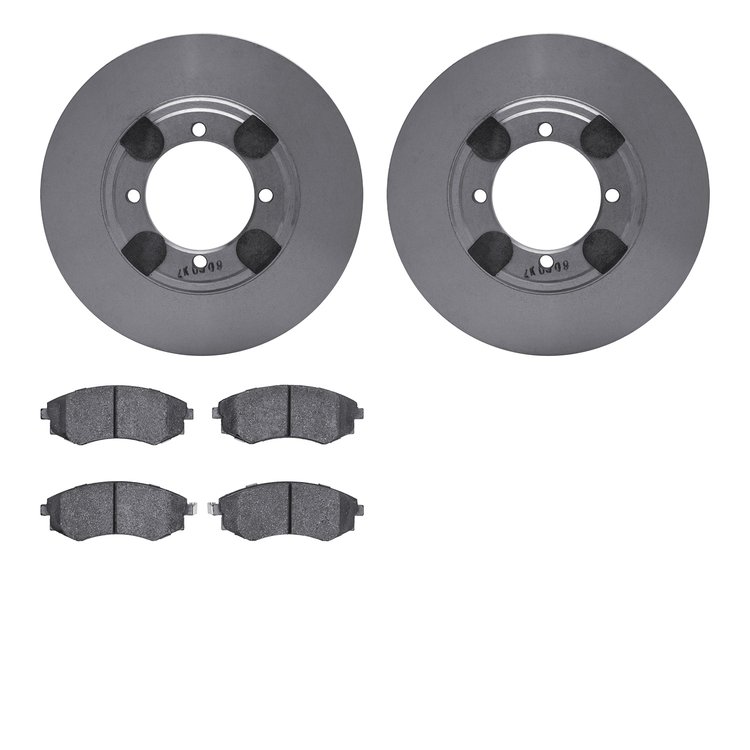 6502-03147 Brake Rotors w/5000 Advanced Brake Pads Kit, 1992-1998 Kia/Hyundai/Genesis, Position: Front
