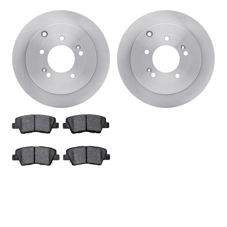 6502-03258 Brake Rotors w/5000 Advanced Brake Pads Kit, 2007-2009 Kia/Hyundai/Genesis, Position: Rear