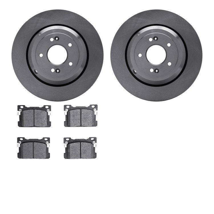 6502-10008 Brake Rotors w/5000 Advanced Brake Pads Kit, 2017-2020 Kia/Hyundai/Genesis, Position: Rear