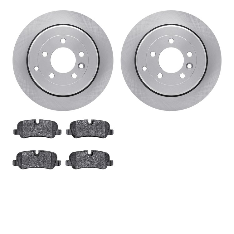 6502-11093 Brake Rotors w/5000 Advanced Brake Pads Kit, 2005-2007 Land Rover, Position: Rear