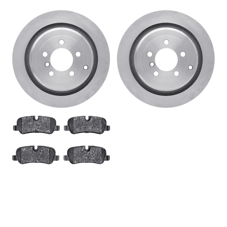 6502-11108 Brake Rotors w/5000 Advanced Brake Pads Kit, 2006-2012 Land Rover, Position: Rear