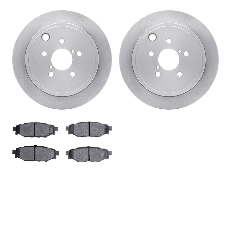 6502-13156 Brake Rotors w/5000 Advanced Brake Pads Kit, 2008-2015 Subaru, Position: Rear