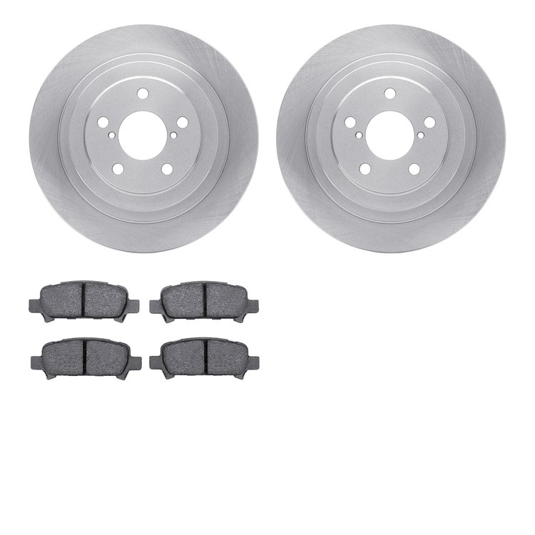 6502-13186 Brake Rotors w/5000 Advanced Brake Pads Kit, 2000-2006 Subaru, Position: Rear