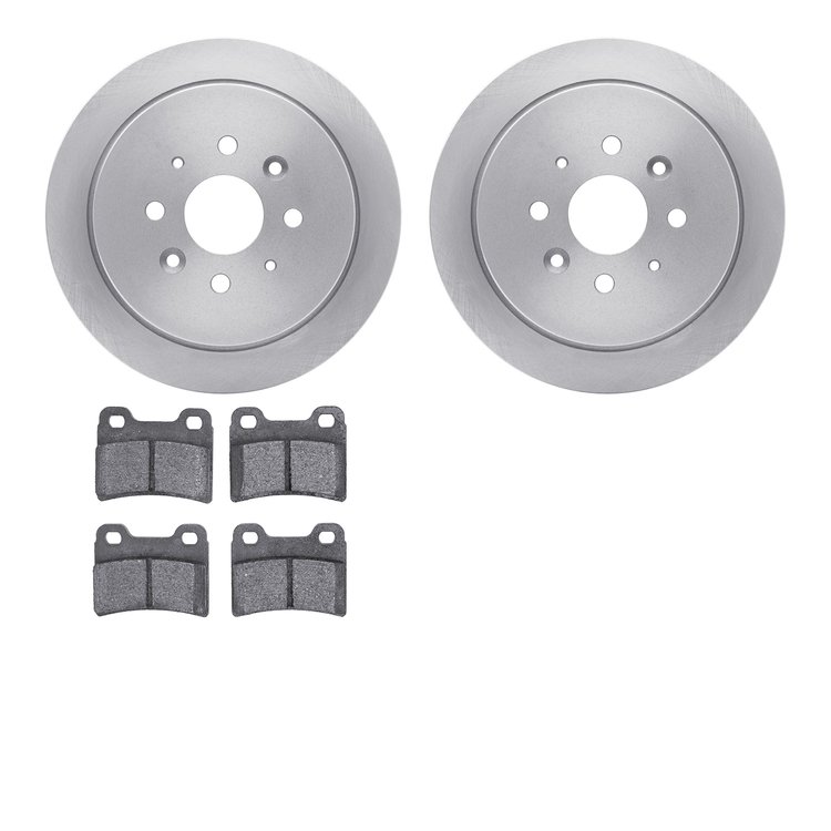 6502-21047 Brake Rotors w/5000 Advanced Brake Pads Kit, 1995-1997 Kia/Hyundai/Genesis, Position: Rear
