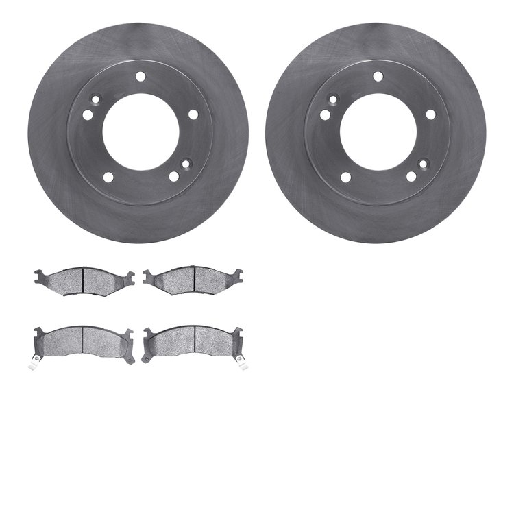 6502-21070 Brake Rotors w/5000 Advanced Brake Pads Kit, 1995-1997 Kia/Hyundai/Genesis, Position: Front