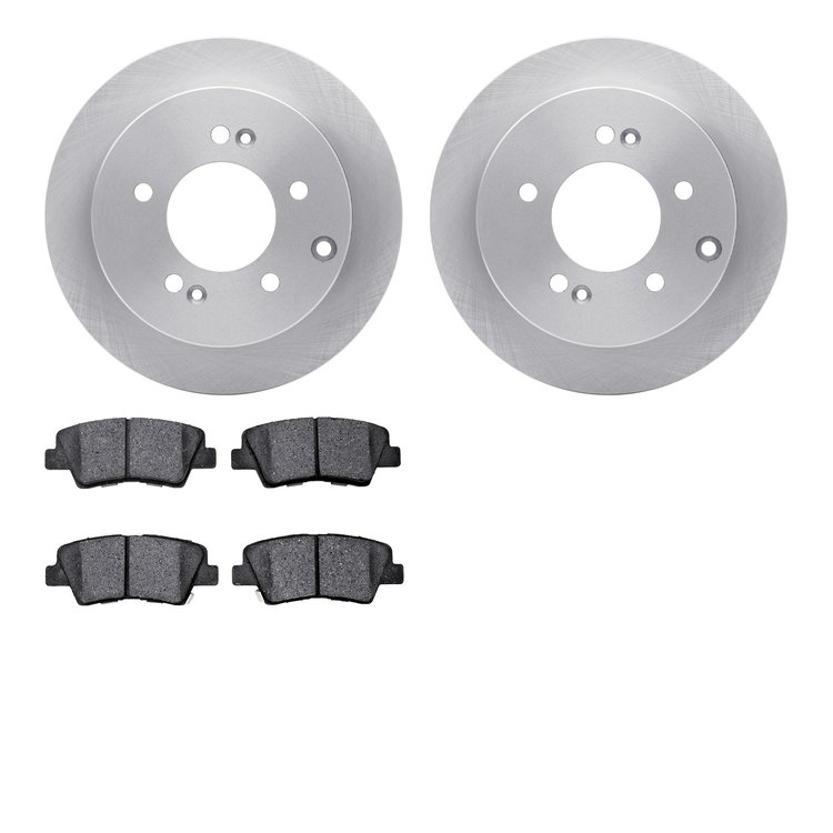 6502-21091 Brake Rotors w/5000 Advanced Brake Pads Kit, 2010-2013 Kia/Hyundai/Genesis, Position: Rear