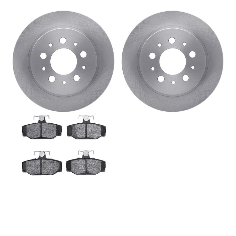 6502-27136 Brake Rotors w/5000 Advanced Brake Pads Kit, 1988-1994 Volvo, Position: Rear